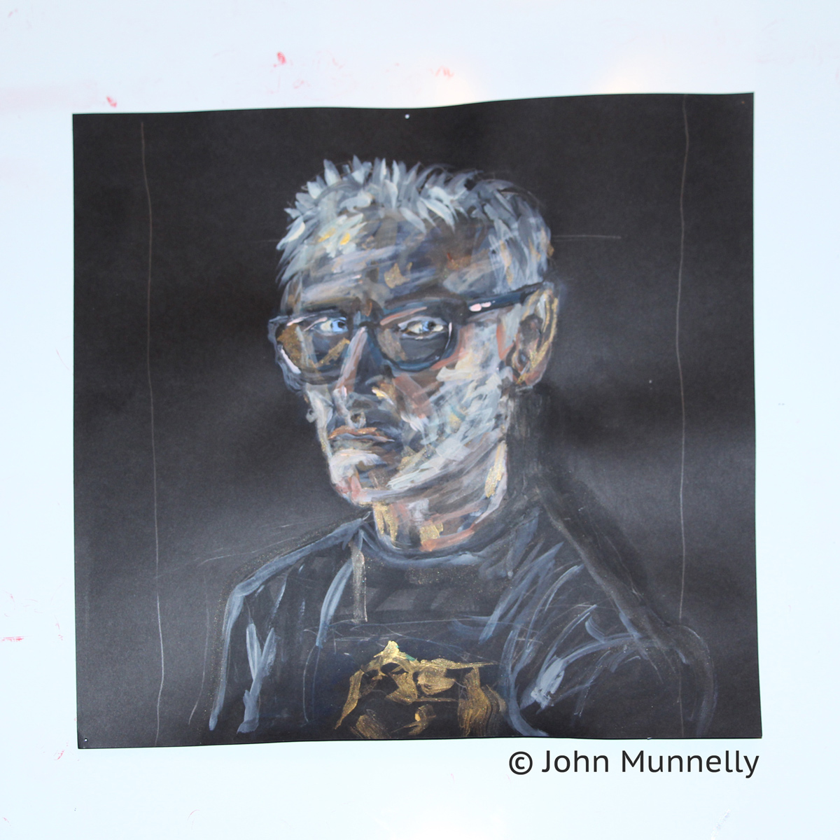 John Munnelly Self Portrait on black background - painted in Antigua WI